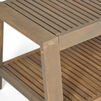 Wilcox Outdoor Acacia Wood Loveseat And Coffee Table Set With Cushions - Grey, Dark Grey