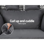 Gardeon Hanging Pod Chair With Stand And Cushion, 2 Seater, Grey