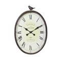 Metal Oval Wall Clock With Bird Design, 17 in L x 3 in W x 25.25 in H - Vintage