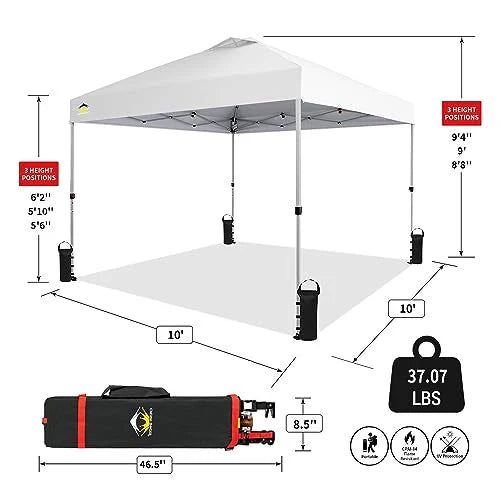 Crown Shades Pop-Up Canopy, 10' x 10', With Wheeled Carry Bag