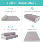 Best Choice Products Queen-Size 4in Tri-Fold Foam Mattress With Carry Case - Grey