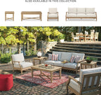 Signature Design by Ashley Clare View Outdoor Patio Eucalyptus Sofa With Cushions, Beige