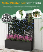 2PCS Metal Planter Box With Trellis 70.9in x 47.2in x 15.7in
