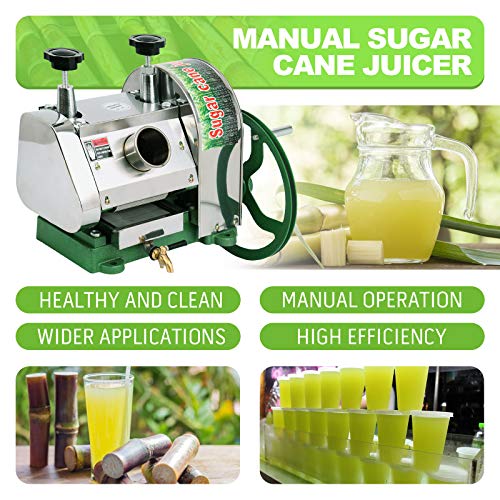 TRY YEAN Manual Sugarcane Juicer, Stainless Steel, 110LBS Per Hour, 2 Inch Inlet