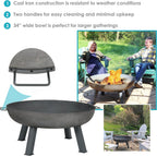 Sunnydaze Decor Rustic Cast Iron Outdoor Raised Fire Pit Bowl, 34-Inch, Rust - RCM-LG570