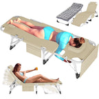 Slsy 5-Position Adjustable Folding Lounge Chair And Cot - 75.2" x 25.6" x 11.8"