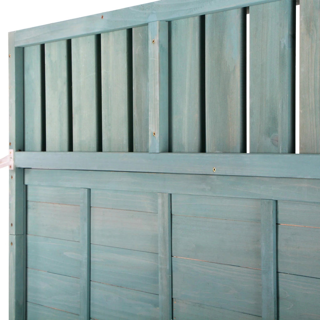 Wooden Outdoor Potting Bench Table With 4 Storage Shelves, Side Hook And Green Finish