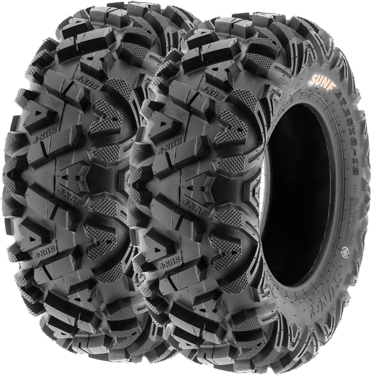 ATV UTV All-Terrain Replacement Tires Set Of 4, 25x8-12 Front And 25x10-12 Rear