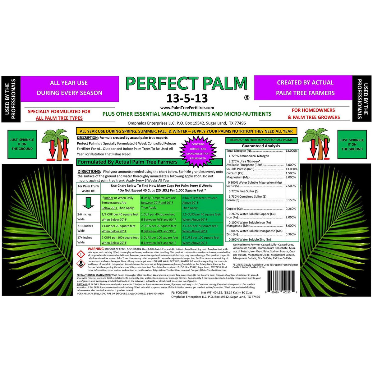 Perfect Palm Palm Tree Fertilizer Bulk Refill Bag, 40 lb
