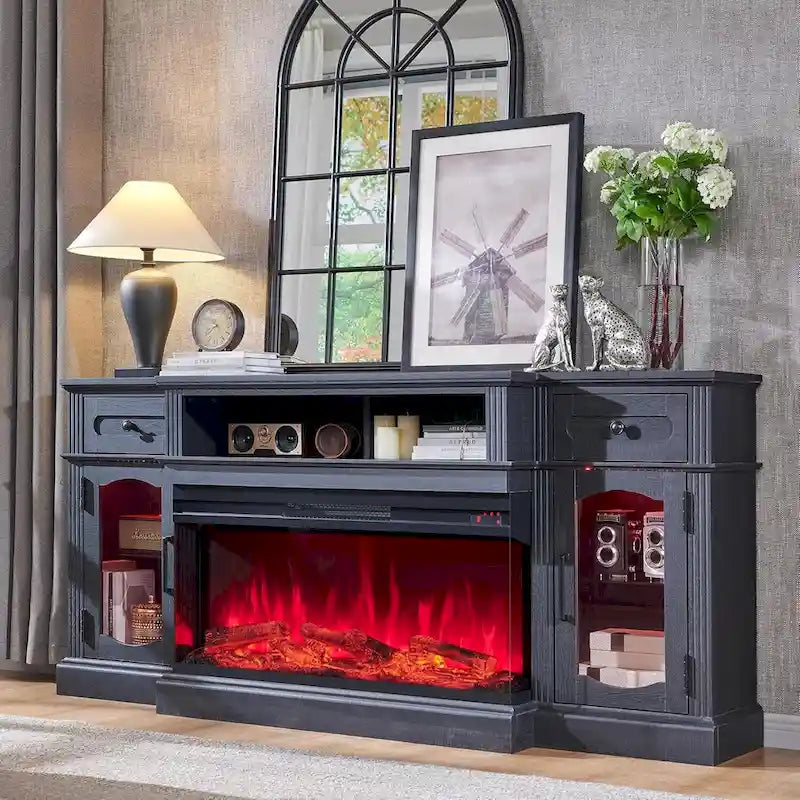 Farmhouse Electric Fireplace TV Stand For TVs Up To 80 Inches - 70W x 16D x 32H
