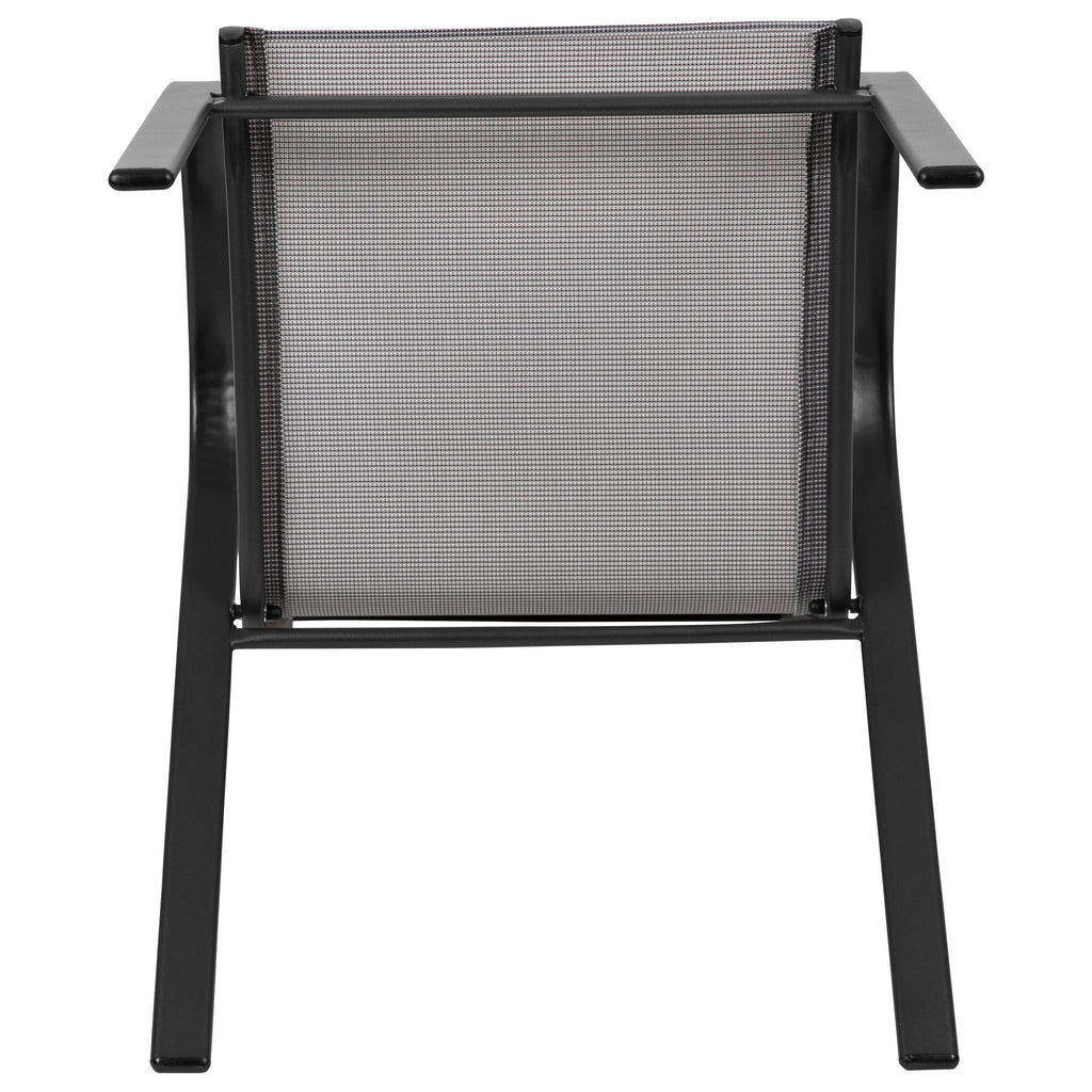 Emma + Oliver Outdoor Stack Chairs, Gray, 4 Pack, 21.25in W x 29in D x 36in H