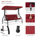AECOJOY 3-Person Steel Canopy Porch Swing Glider Hammock