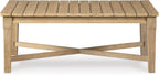 Signature Design by Ashley Clare View Outdoor Patio Eucalyptus Sofa With Cushions, Beige