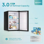 Euhomy Upright Compact Mini Freezer, 3.0 Cubic Feet, Single Door With Reversible Door