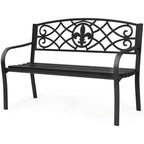 50.5in Black Steel Outdoor Patio Garden Bench - 500lbs Capacity