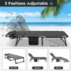 Slsy 5-Position Adjustable Folding Lounge Chair And Cot - 75.2" x 25.6" x 11.8"
