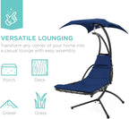 Best Choice Products Outdoor Hanging Steel Chaise Lounge Chair With Canopy, Charcoal Gray - SKY5871
