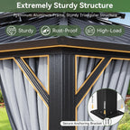 Aoxun 10x12 Hardtop Gazebo With Double Galvanized Steel Roof, Gray