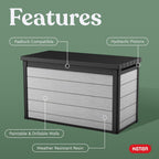 200 Gallon Resin Deck Box, 59.7 in L x 28.5 in W x 35.4 in H