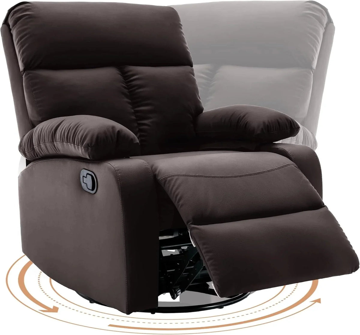 Swivel Rocker Recliner Chair For Compact Spaces - 32in D x 30.2in W x 38.9in H