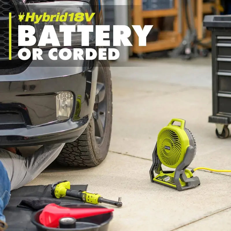 RYOBI ONE+ 18V Cordless Hybrid Whisper Series 7-1/2 in Fan Kit With 2.0 Ah Battery And Charger - PCL811KN