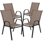 Emma + Oliver Outdoor Stack Chairs, Gray, 4 Pack, 21.25in W x 29in D x 36in H
