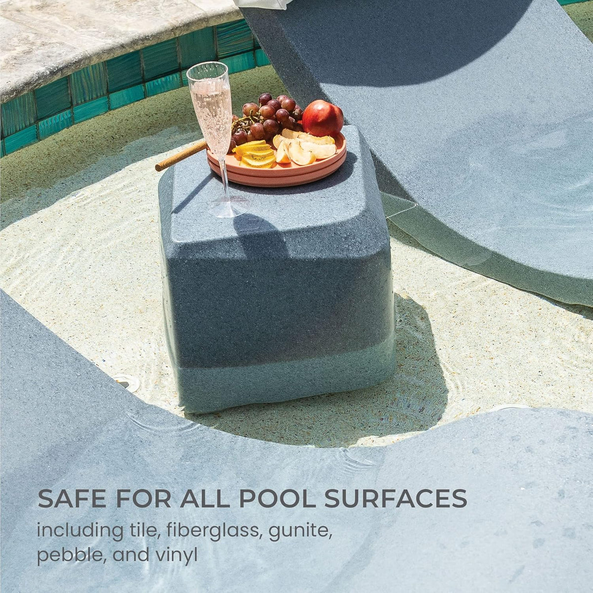 Aqua Outdoors Small Side Table For Pool Sun Shelves And Patio Surfaces, White Granite - Shallow Shelves Up To 10 in