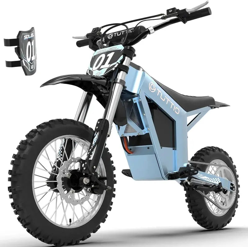 Tuttio Electric Dirt Bike, 2000W Motor, 14in/12in Fat Tires, 37 MPH - Soleil01