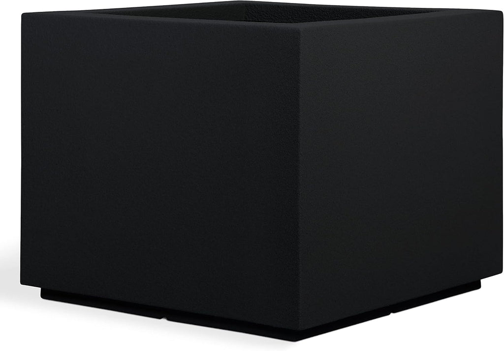 PolyStone Monterray Square Outdoor Planter 23 in L x 23 in W x 19 in H, Black
