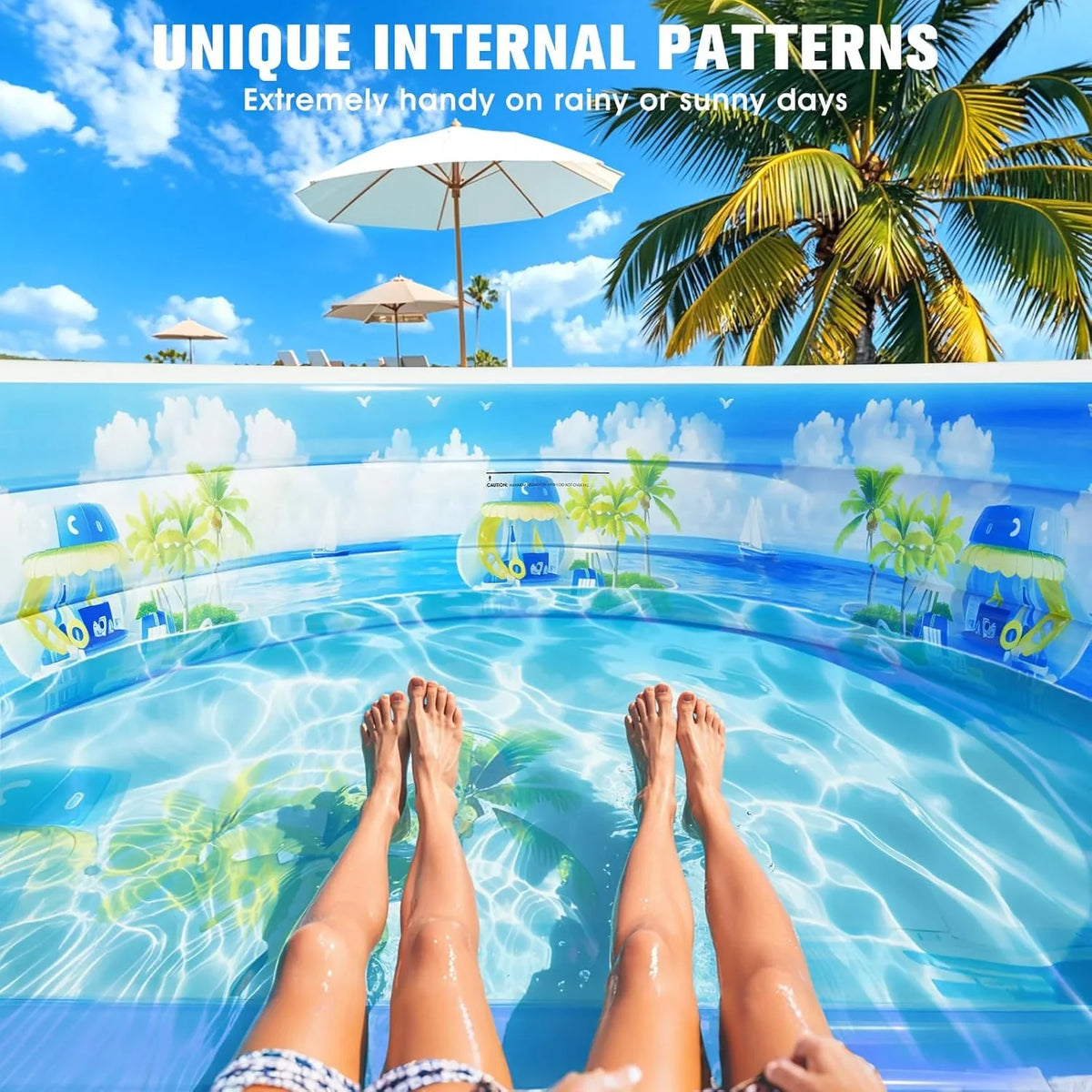 Inflatable Family Lounge Pool With Canopy, Bench And Backrest, 92in x 92in x 26in - Blue