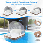 Costway Canopy Inflatable Pool Float Lounge, 71'' x 71'' x 63'' - White Brown Silver