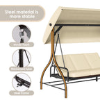 Arlopu 3-Person Outdoor Convertible Porch Swing Glider With Canopy
