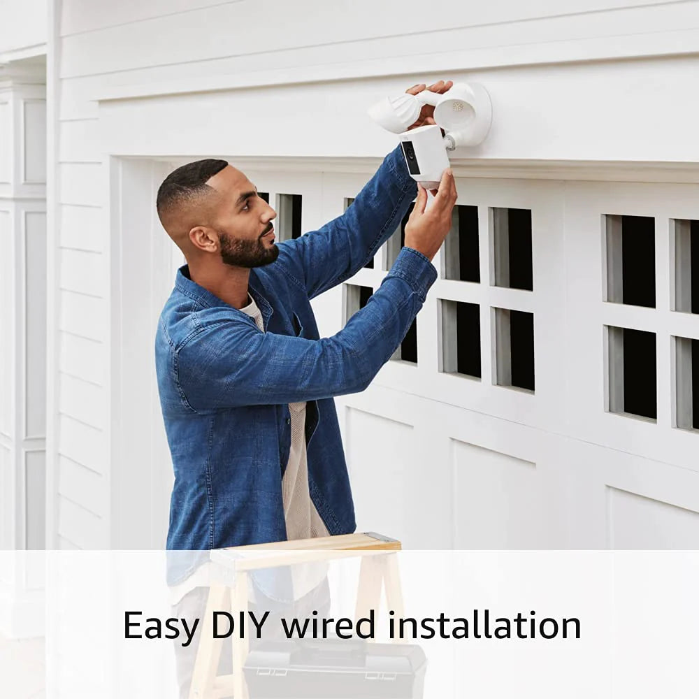 Ring Floodlight Cam Wired Plus Security Camera With Motion-Activated 1080p HD Video, Black - 2021 Release