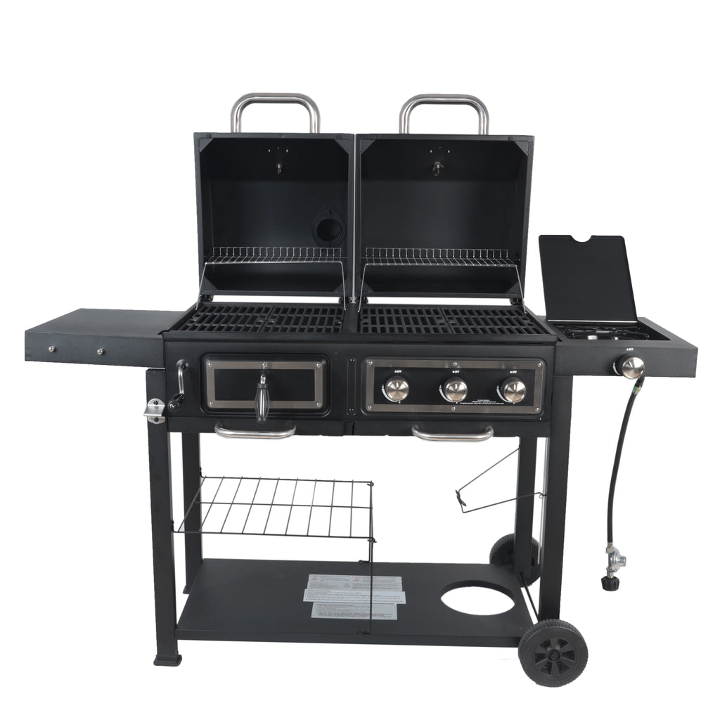 Dual Fuel Gas And Charcoal Combo Grill, Black With Stainless - GBC1793W