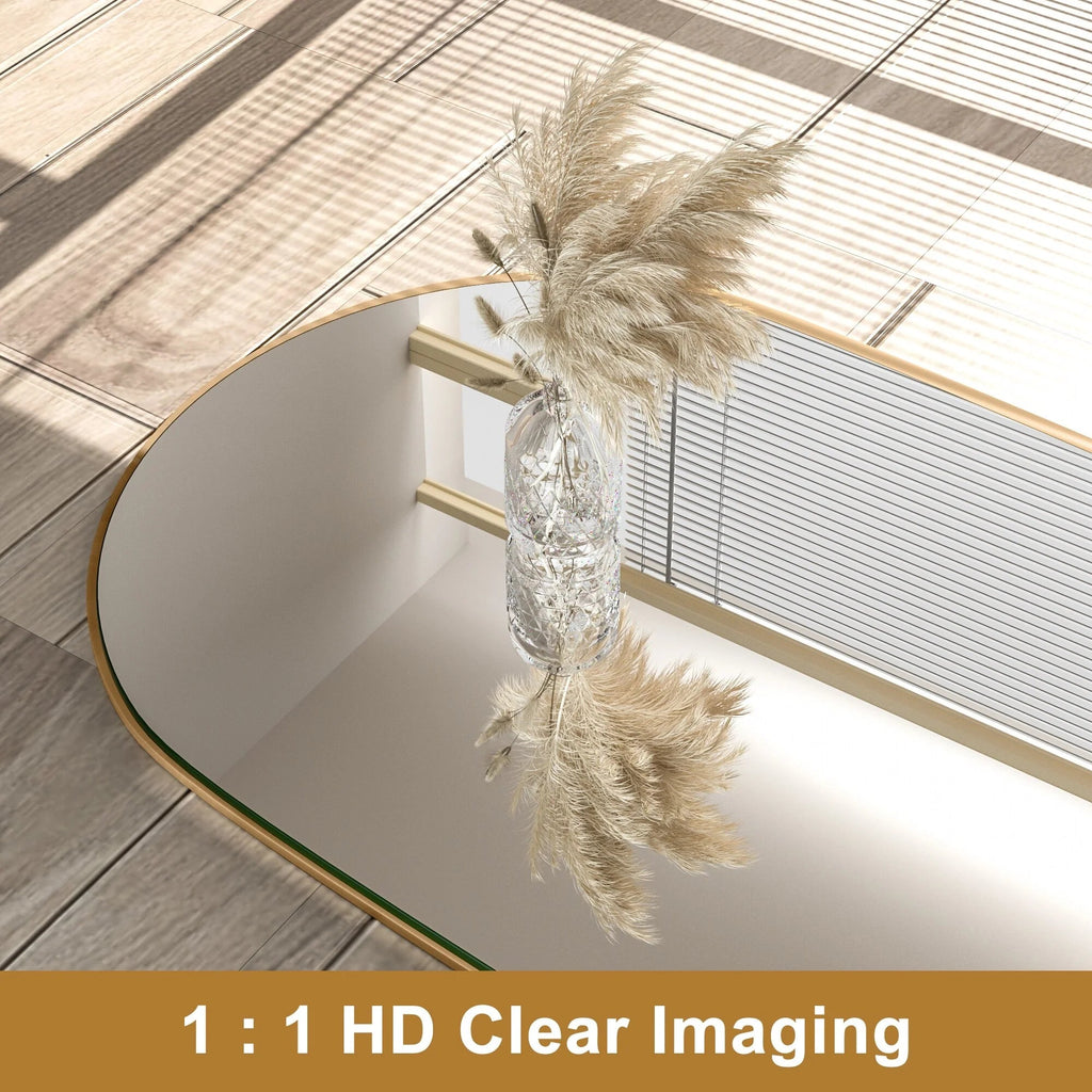 Arched Full-Length Wood Floor Mirror, Black Or Gold, 65x22/71x24/71x28/71x32